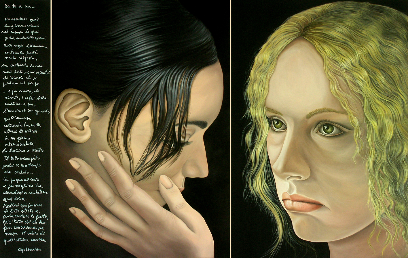 DA TE A ME, olio su tela, cm 230x150 (dittico), 2011 "... A mia sorella Luciana ..." - - Credit FAMM (Femmes Artistes du Musée de Mougins) The Levett Collection